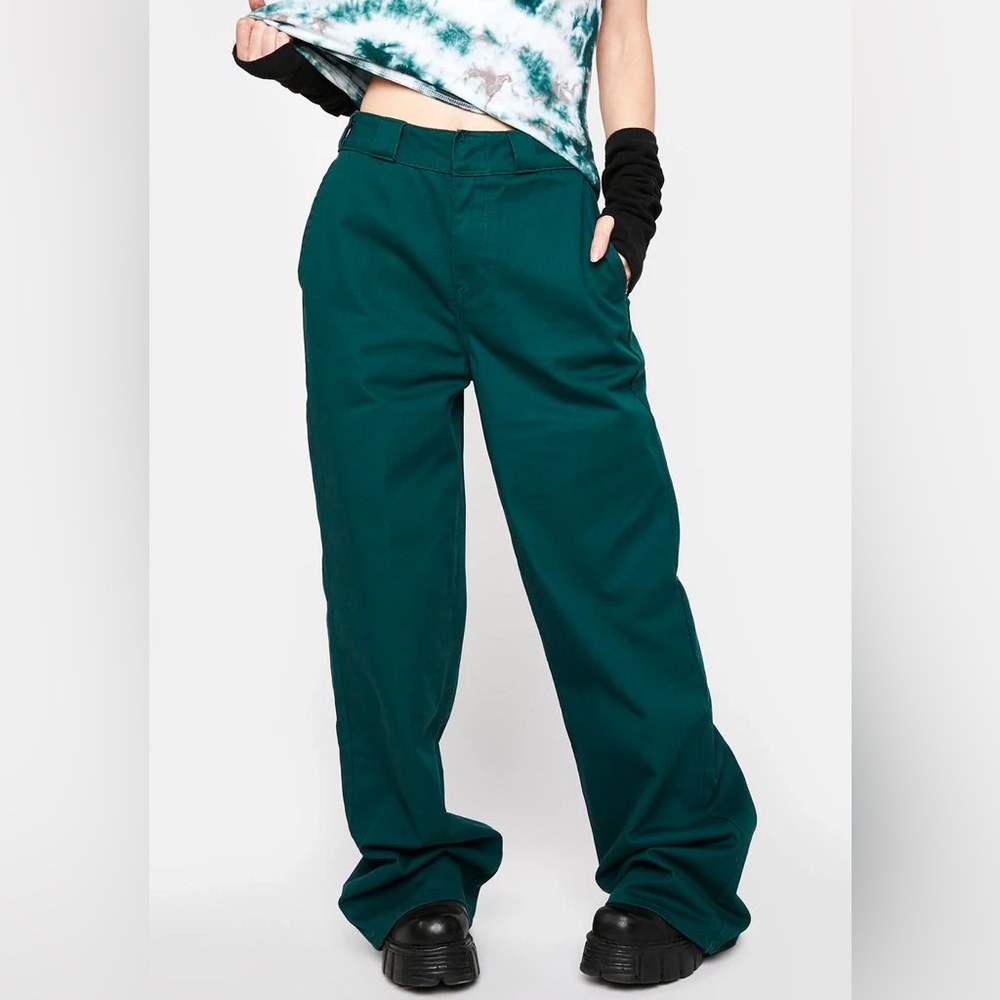 Dickies Girl Forest Green Skater Wide Leg Worker Pants